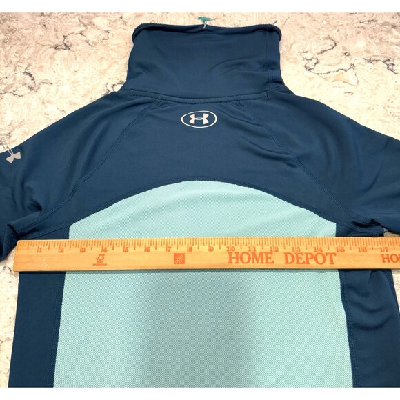 Under Armour RUN Womens Small Teal Blue Turtleneck Sweatshirt Activewear Running - Picture 9 of 9